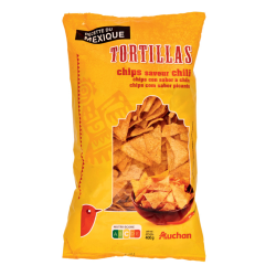 AUCHAN Chips tortillas saveur chili à l'huile de...